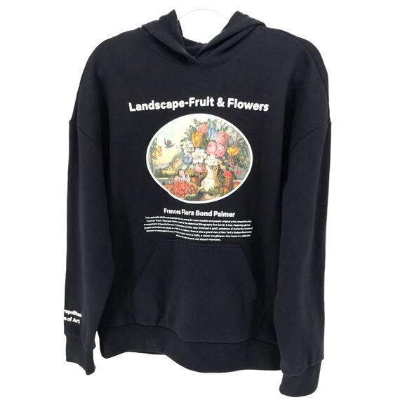 Pac Sun x The Met Black Fruit & Flowers Hoodie Sweatshirt Size S - Picture 1 of 10